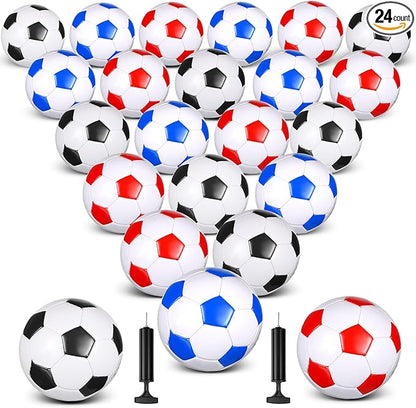 Jenaai 24 Pcs Operation Christmas Deflated Soccer Balls with Pump Bulk Official Size Soccer Ball for Teen Adult Kid Indoor Outdoor Outside Sport Training Party Gift Christian Charity Donation