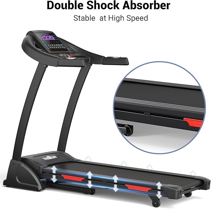 THERUN Incline Treadmill for Running and Walking, 300 lbs Weight Capacity Folding Treadmill with 0-15% Auto Incline, Wide Belt, 3.5HP, App, Heart Rate