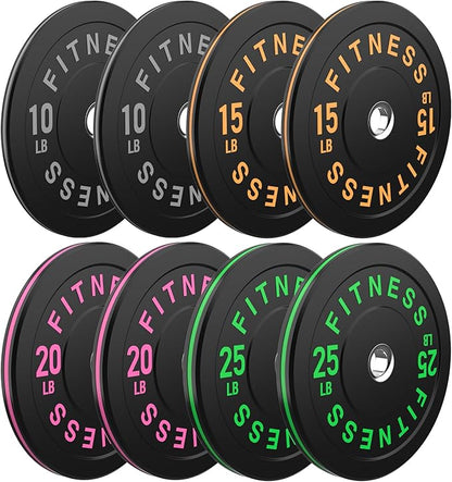 2 Inch Bumper Plates，10-500lbs，Barbell Rubber Olympic Weight Plates Set for Home Gym, Strength Training & Weight Lifting, Multiple Options Colors