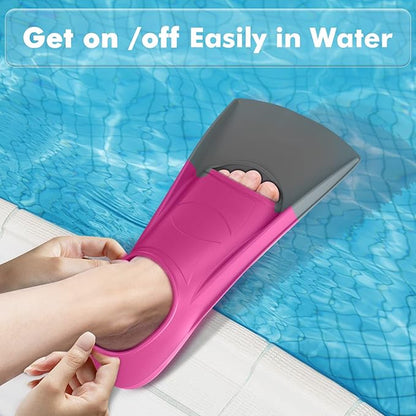 Gintenco Swim Fins, Kids Swim Training Fins for Lap Swimming, Travel Size Flippers with Mesh Bag, Silicone Swimming Fins for Kids Teens Adults Women Men