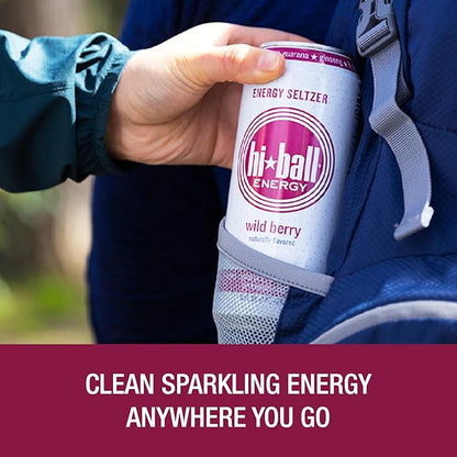 Hiball Clean Energy Drink - Wild Berry - Zero Sugar, Zero Calorie Sparkling Water with 160mg Organic Caffeine, 50mg Organic Ginseng, 50mg Organic Guarana and B Vitamins - 16 fl oz (8-Pack)