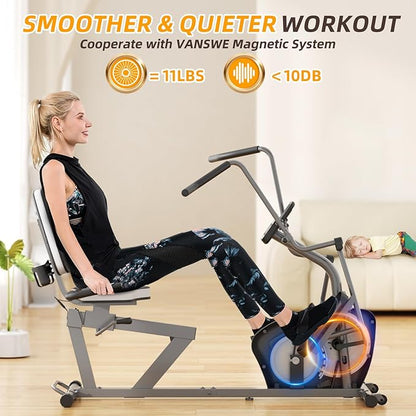 VANSWE Recumbent Exercise Bike for Adults Seniors - Recumbent Bikes for Home with Magnetic Resistance, Bluetooth and App Connectivity, Pulse Sensor