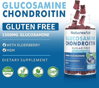 Glucosamine Chondroitin Gummies with MSM & Elderberry Extra Strength - Joint Support, Antioxidant Immune Support Supplement for Adults, Men & Women.(2 Pack)