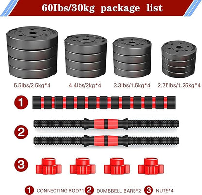 Adjustable-Dumbbells-Sets,Free Weights-Dumbbells Set of 2 Convertible To Barbell A Pair of Lightweight for Home Gym,Women and Men Equipment