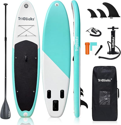 10' Inflatable Stand Up Paddle Board, Ultra-Light Wide Yoga Board for All Skill Levels with Premium SUP Paddleboard Accessories, 84L Waterproof Bag, Non-Slip Comfort Deck for Youth & Adults