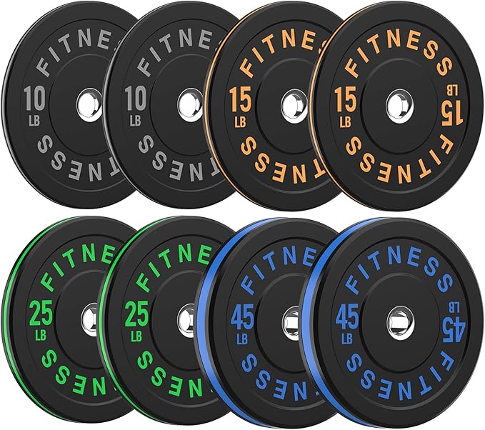 2 Inch Bumper Plates，10-500lbs，Barbell Rubber Olympic Weight Plates Set for Home Gym, Strength Training & Weight Lifting, Multiple Options Colors