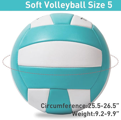 EVZOM Super Soft Volleyball Beach Volleyball Official Size 5 for Outdoor/Indoor/Pool/Gym/Training Premium Volleyballs Equipment Durability Stability Sports Ball