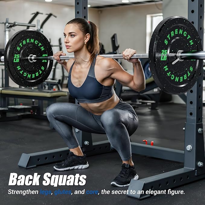 GIKPAL 2-Inch Bumper Plates High Bounce - Rubber Olympic Weight Plates Set for Home Gym, Barbell Plates for Weight Lifting Strength Training,