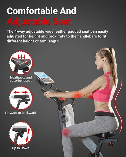HARISON Magnetic Exercise Bike for Home 350lbs Capacity, Bluetooth Stationary Bikes for Home with 2 in 1 LCD Monitor and Tablet Holder, Comfortable Seat Cushion