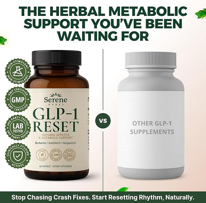 GLP-1 Supplement for Women & Men - Hunger & Metabolism Support with Berberine, InnoSlim, Actiponin - Natural GLP1 Booster to Support Appetite, Digestion & Gut Health - Vegan - 60 Capsules