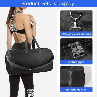 C&F BOGMOST Small Gym Bag for Travel & Duffel - 17 Inch Lightweight Carry On Bag for Men & Women, Mini Duffel Bag,Perfect for Sports, Weekend Trips, and Overnight Stays, Black