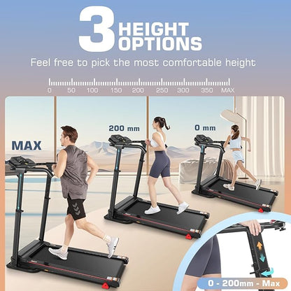 Treadmill with Desk Workstation & Adjustable Height, 300 LBS Weight Capacity, Folding Treadmill with 3 Level Incline, Bluetooth Speaker & App, Portable 2.5HP Walking Pad with Desktop for Home Office