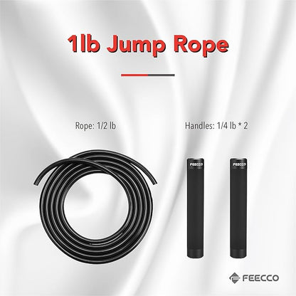FEECCO Weighted Jump Rope - Heavy PVC Ropes with Metal Handles and Ball Bearings