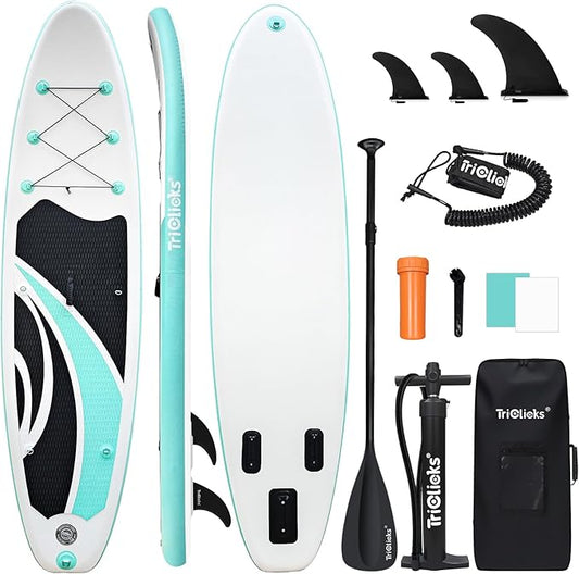 10' Inflatable Stand Up Paddle Board, Ultra-Light Wide Yoga Board for All Skill Levels with Premium SUP Paddleboard Accessories, 84L Waterproof Bag, Non-Slip Comfort Deck for Youth & Adults