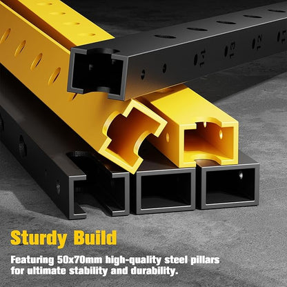 F4 Smith Machine, Power cage with Adjustable Cable Crossover System, All-in-One Squat Rack Training Equipment for Home Gym