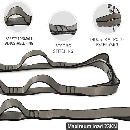 Aerial Yoga Hammock Daisy Chains Strap, Strong 22kN Adjustable with 10 Loops, No Stretch, Climbing Strap Nylon Chain Sling for Aerial Yoga,Swing, Hammock, Suspension, Exercise