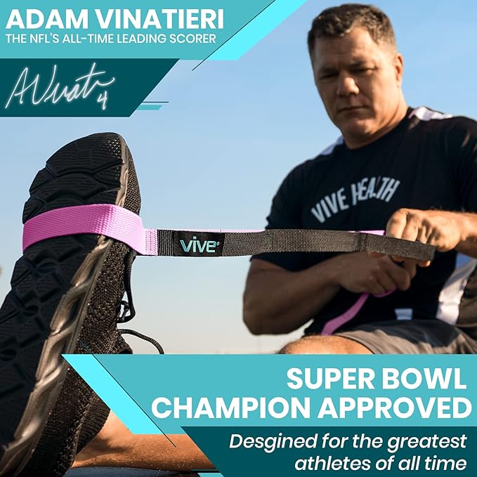 Vive Stretch Strap (75" - 10 Loops) - Leg Stretch Band to Improve Flexibility - Stretching Out Yoga Strap - Exercise and Physical Therapy Belt for Rehab, Pilates and Gymnastics with Guide Book