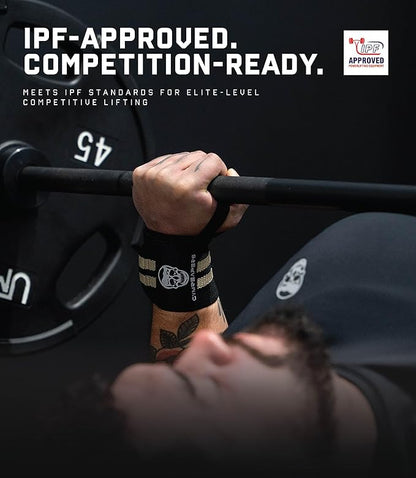 Gymreapers Weightlifting Wrist Wraps (IPF Approved) 18" Professional Quality Wrist Support with Heavy Duty Thumb Loop - Best Wrap for Powerlifting Competition, Strength Training, Bodybuilding