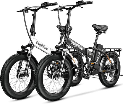 1000W Folding Electric Bike, 48V 20AH Large Removable Battery E Bike, 30+MPH, 80 Miles Max Range, 20" Fat Tire Electric Bike for Adults, Adult Electric Bicycles for Commute Beach Snow