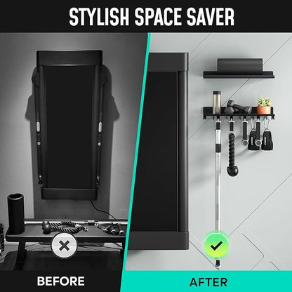 2-Tier Floating Shelf Compatible with Tonal Accessories, Home Gym Storage Shelf, Gym Rack Wall Mount Organizer, Workout Metal Holder, T-Bracket Lock Adapters Hanger, US Patent Holding