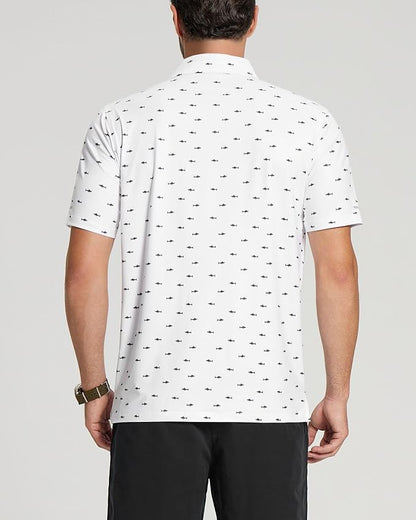 Golf Shirts for Men - Moisture Wicking Short Sleeve Performance Sport Casual Striped Collared Mens Polo Shirt