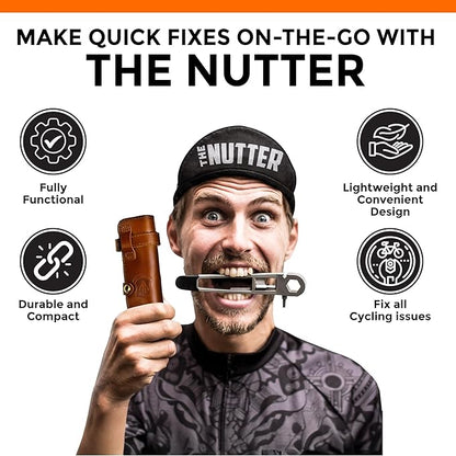 FULL WINDSOR -The Nutter Bicycle Multi Tool–Portable Cycling Repair Kit for MTB, Road & Dirt Bikes – Includes Spanner, Magnetic Bit, Tire Levers & Bottle Opener–Compact Brown Case for On-the-Go Fixes