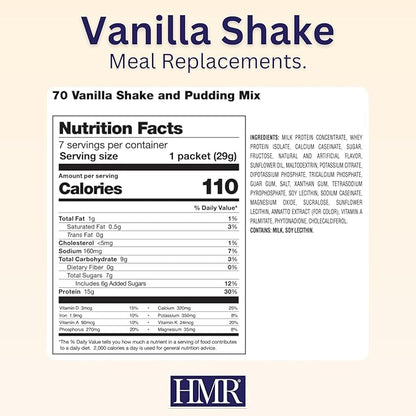 HMR 70 Plus Vanilla/Chocolate Shake & Pudding Mix | Meal Replacement Powder | Lactose-Free | 15g Protein | Easy to Make | Low Calorie | 7 Servings Per Box