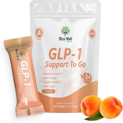 GLP-1 Supplement | Natural GLP-1 Production | GLP 1 Booster Drink Mix to Control Appetite and Cravings | Great Tasting Metabolic Support - Yerba Mate, Garcinia Cambogia, Berberine [Peach]