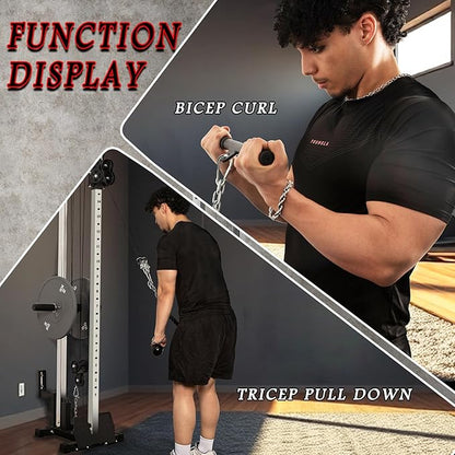 Fitness Wall Mount Cable Crossover Machine – Multi-Functional Dual Pulley System, Home Gym Equipment with Commercial-Grade Steel Frame and 400 lb Load Capacity for Home Gym.