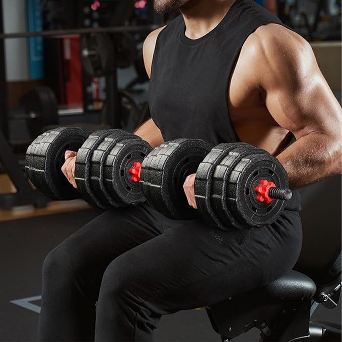 Adjustable Dumbbell Set, 5-44 lbs Free Weight Set with Connector for Barbell, Dumbbells, Push-Up Options, Fitness Exercises for Home Gym Suitable Men/Women