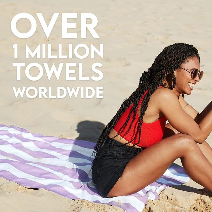 Dock & Bay Beach Towel - Quick Dry, Sand Free - Compact, Lightweight - 100% Recycled - Includes Bag - Cabana Light - Lombok Lilac - Extra Large (200x90cm, 78x35)
