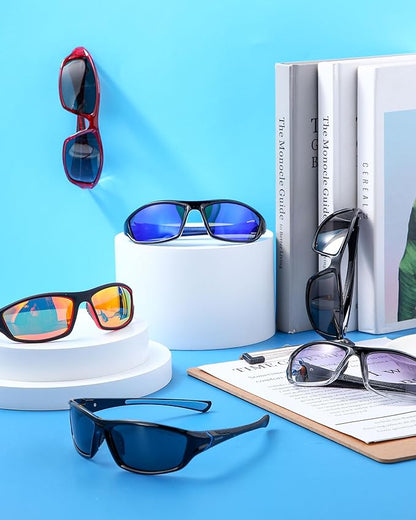 Frienda 6 Pack Polarized Sport Sunglasses for Men Multipack Fit over Glasses Pack Lot Set Men's Sport Fishing Eyeglasses