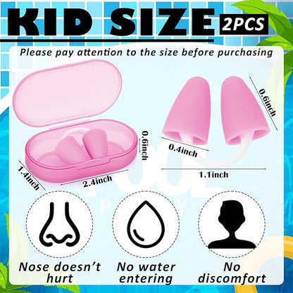 2 Pack Nose Plugs for Swimming for Adults and Kids (Age 7-12), Waterproof Soft Silicone Swimming Protectors Nose Block Nostril Plugs for Swimmers Surfers Water Sports