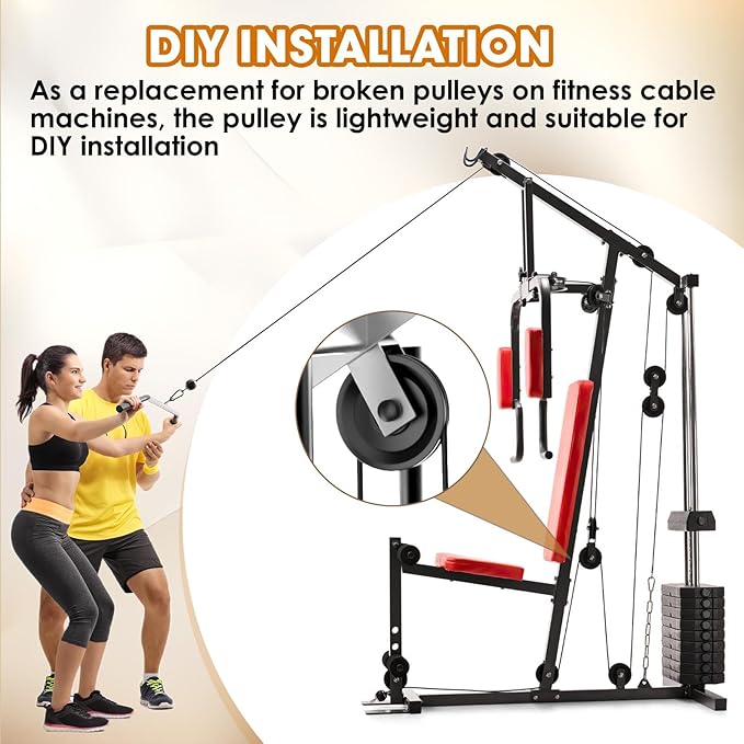 114mm/4.5" Universal Nylon Bearing Pulley System, Gym Workout Cable Pulley Wheel & Weight Attachment Replacementfor Home Gym, Pulldown Smith Machine, Garage Lifting Equipment