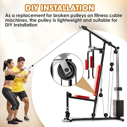 114mm/4.5" Universal Nylon Bearing Pulley System, Gym Workout Cable Pulley Wheel & Weight Attachment Replacementfor Home Gym, Pulldown Smith Machine, Garage Lifting Equipment
