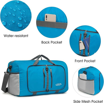 G4Free 40L/65L Foldable Duffel Bag, Water-Repellent Travel Backpack, Lightweight Carry Bag for Overnight Weekender Sports Men Women