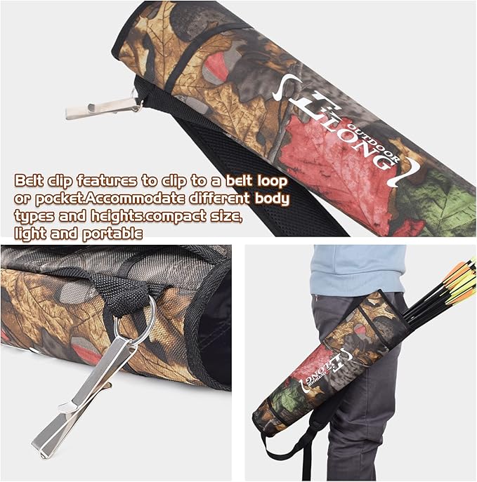 Elong Adjustable Archery Back Arrow Quiver Holder - Upgraded Quiver Arrows for Compound Recurve Bow and Hunting Target Practicing Youth and Adults