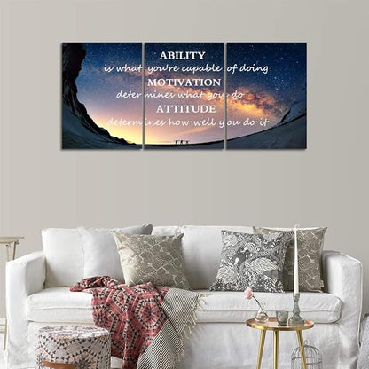 3 Panels Successful Inspirational Posters Quotes Wall Art Ability Modern Motivational Painting Picture Prints on Canvas Artwork Motto for Office Bedroom Decor Living Room Home Decor (60”Wx28”H)