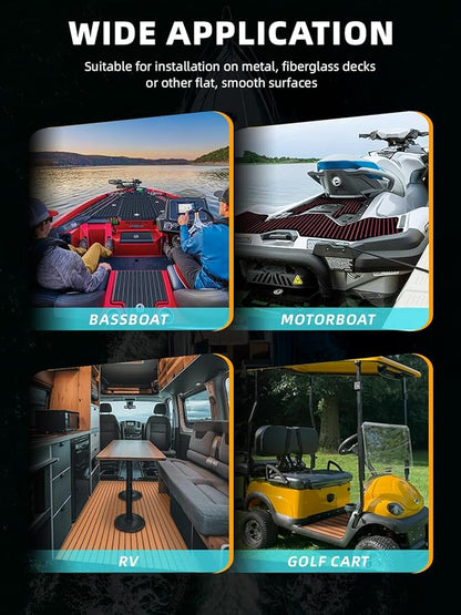 FOCEAN Boat Flooring EVA Foam Boat Decking Faux Teak Marine Flooring Boat Mat Boat Carpet Sheet for Motorboat RV Yacht Kayak Surfboard, 94.5"x 47.2"/35.4"/23.6"/15.7"