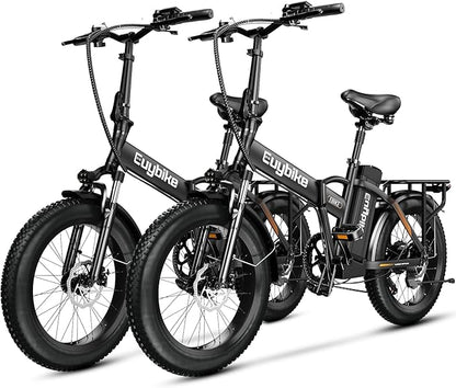 1000W Folding Electric Bike, 48V 20AH Large Removable Battery E Bike, 30+MPH, 80 Miles Max Range, 20" Fat Tire Electric Bike for Adults, Adult Electric Bicycles for Commute Beach Snow