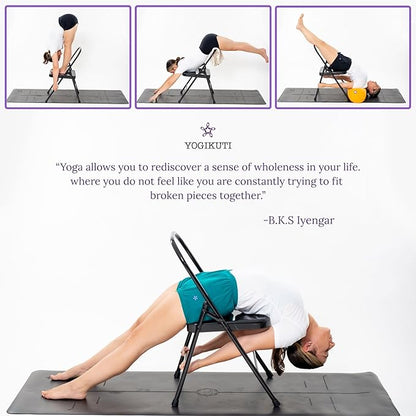 Yogikuti Yoga Chair(Standard) Backless/Folding Chair for Restorative & Iyengar Yoga Practie, Meditation/Fitness