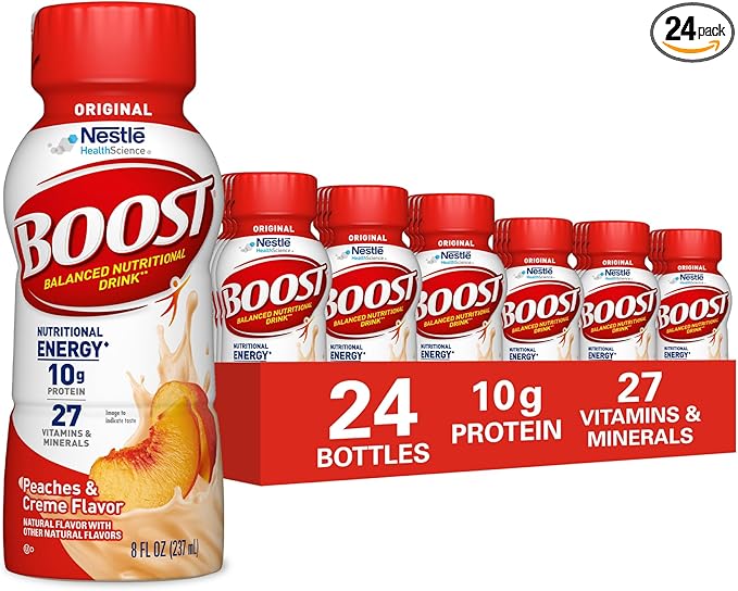 BOOST Original Nutritional Drink, Peaches & Cream, 8 fl oz (Pack of 24)