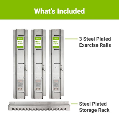 3-Pack Basics Rail System with Storage Rack, Stainless Steel - Perfect for Dynamic Warm-ups, CrossFit, Stretching, and Strength Building - Physical Rehab Equipment for Clinic, Home, or Gym