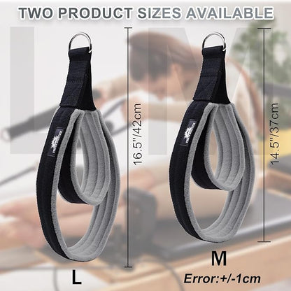 1 Pair Enhanced Pilates Double Loop Straps for Reformer, Thickened D-Ring Handle Straps, Yoga Exercise Accessories in 2 Lengths and Multicolor for Home Gym Workout