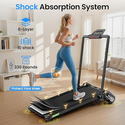 Walking Pad Treadmill with Auto Incline, 6 in 1 Under Desk Treadmill, 6-Level Incline Treadmills, 2.5HP Portable Treadmills for Home with 330LBS Capacity, LED Display, Remote Control