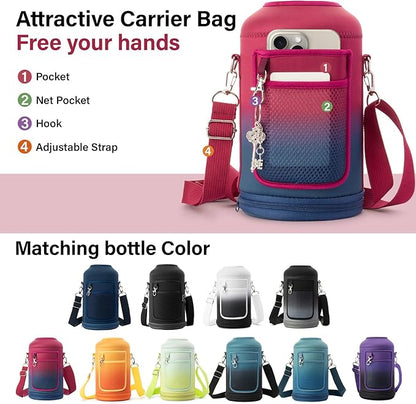 1 Gallon Water Bottle Insulated | Thickened Stainless Steel Vacuum Metal Water Jug | Portable Sports Large for Gym and Hiking with Straw, Carrier Bag, Handle Strap | BPA-Free 128 oz