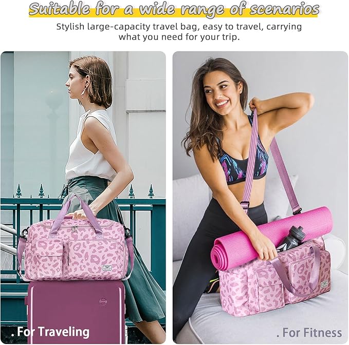 FIORETTO Women's Gym Duffle Bag with Shoes Compartment, 37L Capacity, Ideal for Travel, Gym, Sports, Duffel, Weekender