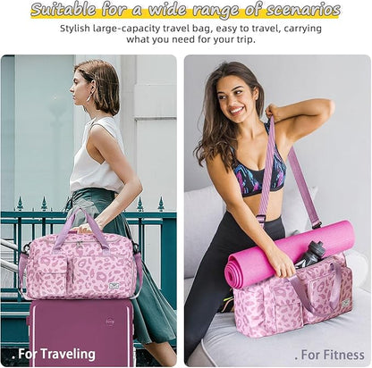 FIORETTO Women's Gym Duffle Bag with Shoes Compartment, 37L Capacity, Ideal for Travel, Gym, Sports, Duffel, Weekender