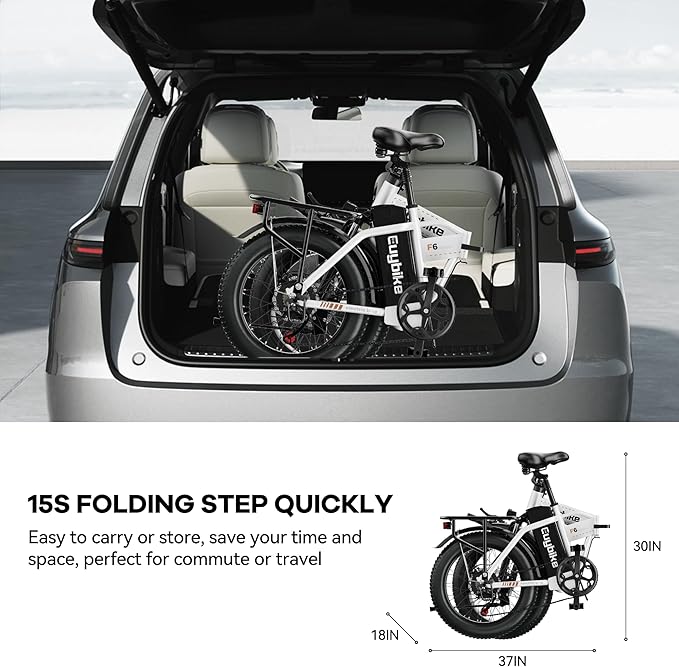 Foldable Electric Bike for Adults, 30+MPH, 48V 20Ah Removable Battery up to 80Miles, 20" Fat Tire Peak 1000W Motor Dirt Ebike Adult Electric Bicycle for City Commute Beach Mountain Adventurous E Bike