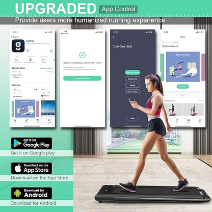 GYMAX Walking Pad, 2 in 1 Free Installation Under Desk Treadmill with Smart App, Remote Control & LED Display, 2.25HP Foldable Portable Compact Running Machine for Small Spaces Home Office